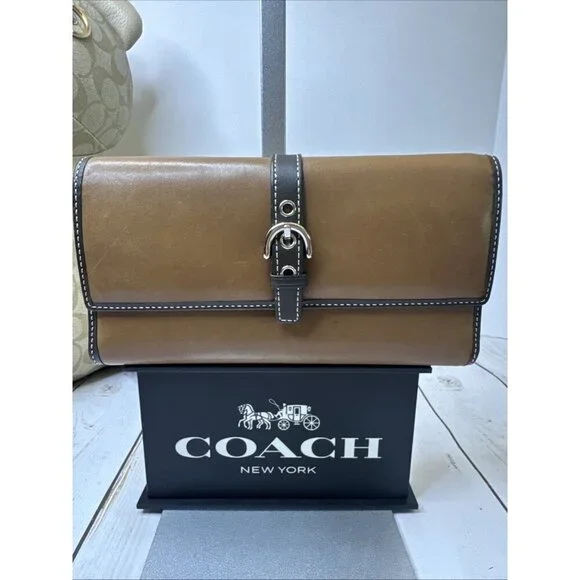 Vintage Coach Soho Trifold Brown Leather Wallet, Removable Checkbook 8x5” VGUC - Picture 1 of 12